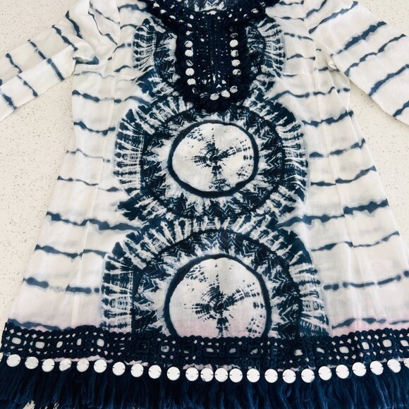 Tory Burch Blue Tunic top size 8 - Picture 5 of 7